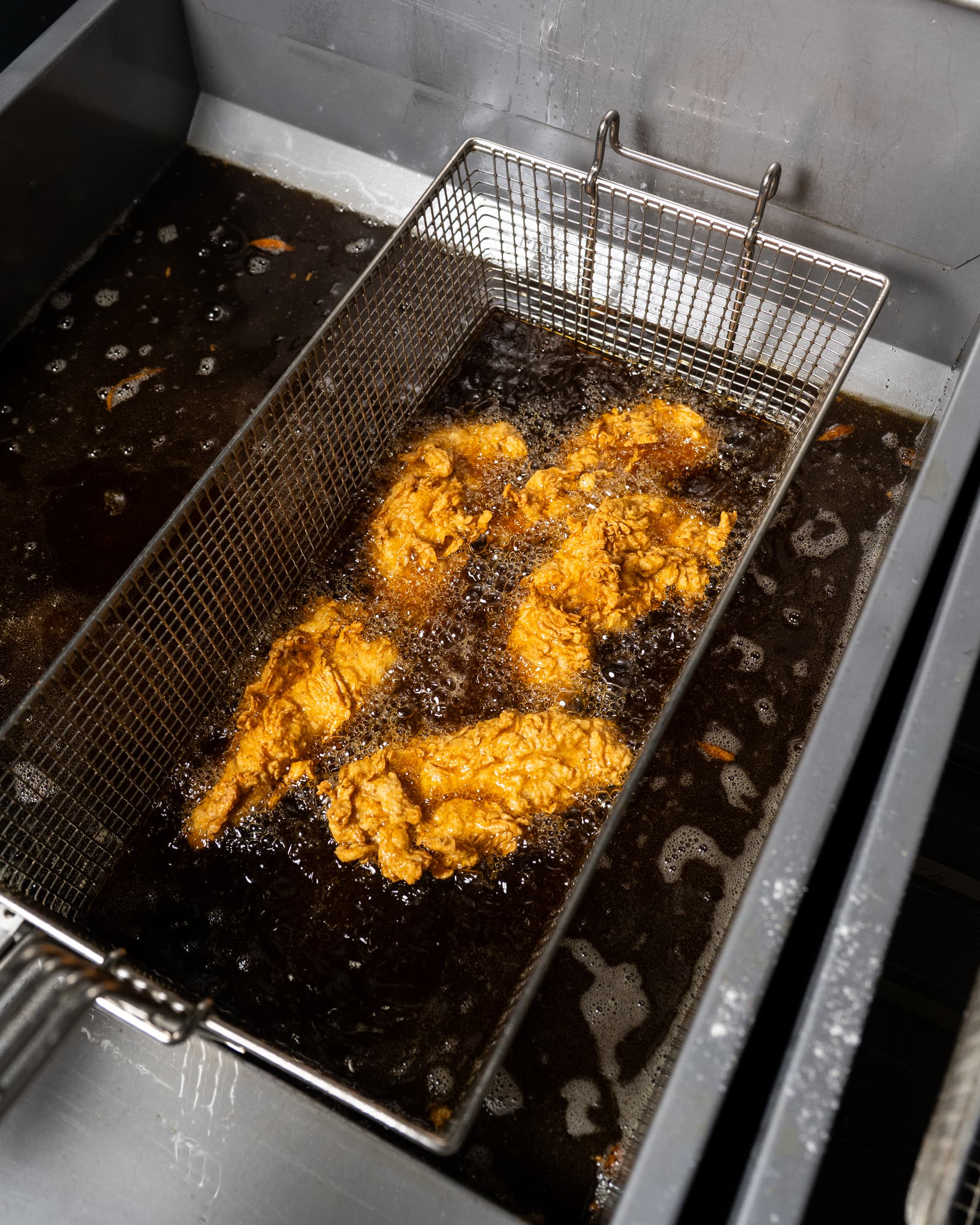 Chicken in fryer
