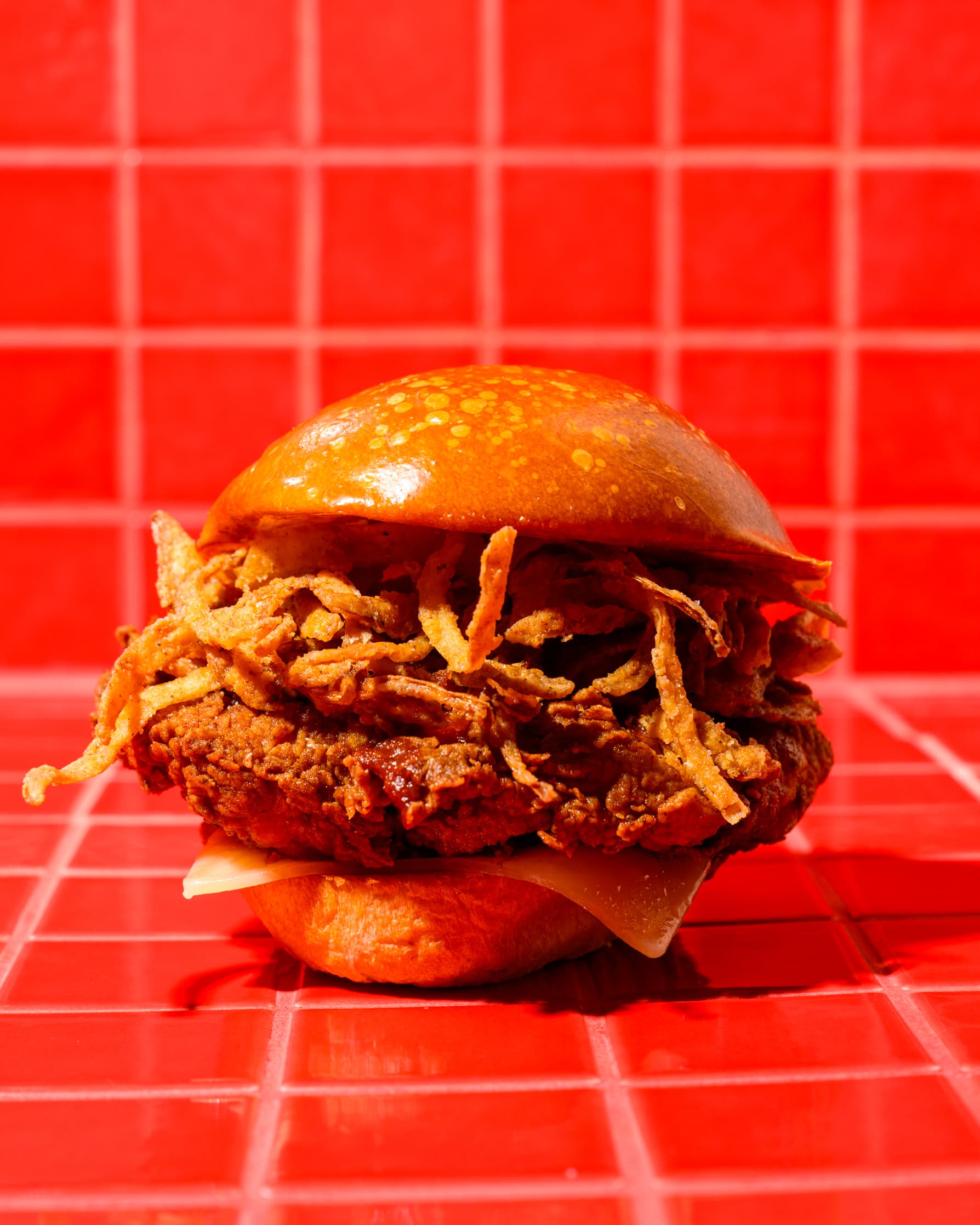 Fried sandwich with onion rings